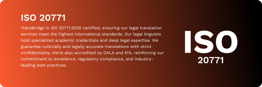 ISO 20771 Certificate